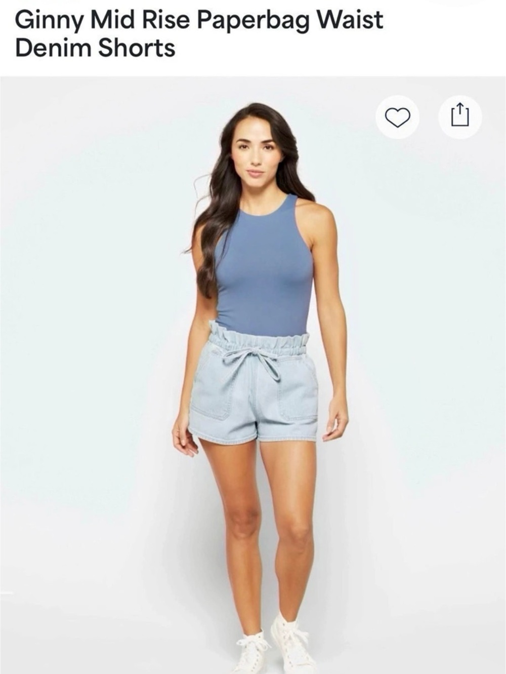 VIGOSS Ginny Mid Rise Paperbag Waist Denim Shorts Indigo Denim Shorts Sz 30